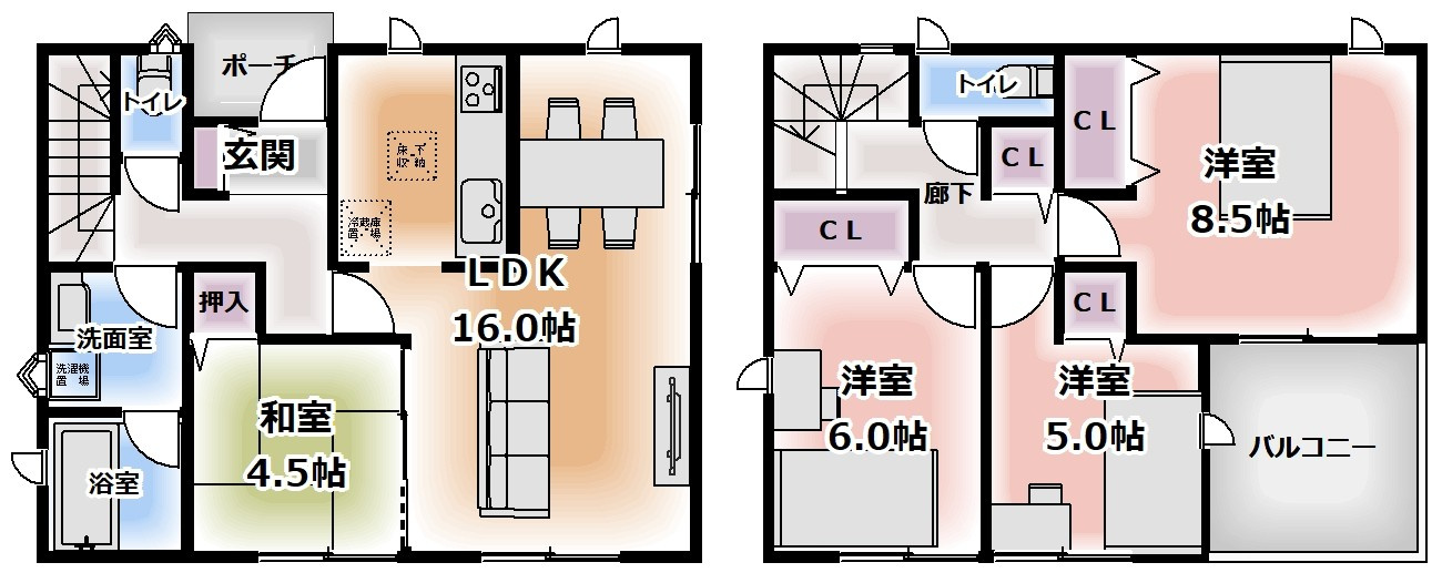 【新築戸建て】潟上市天王第19　1号棟の間取り