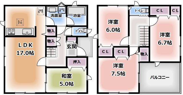 【新築戸建て】潟上市天王第19　2号棟の間取り