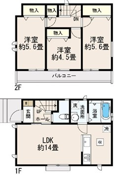 西東京市新町2丁目　新築一戸建　中央線　武蔵境の間取り