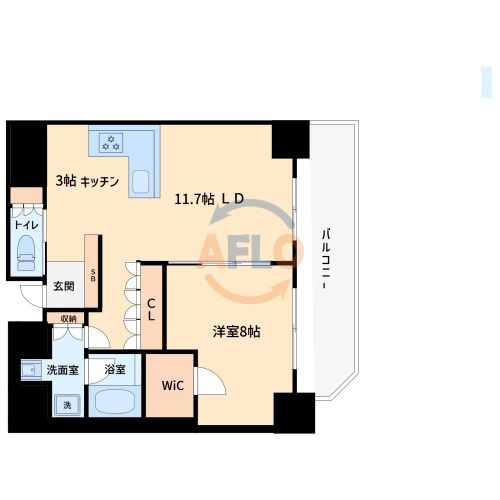 リーガル靭公園南Ⅱの間取り|リーガル靭公園南II　開放感ある間取り
