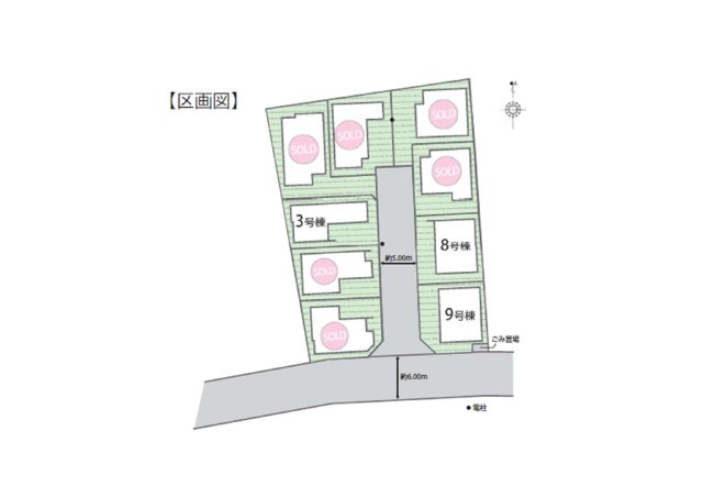 練馬区下石神井３丁目全９棟新築戸建の区画図