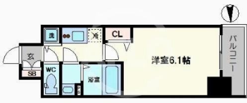 プレサンス難波駅前の間取り|プレサンス難波駅前　開放感ある間取