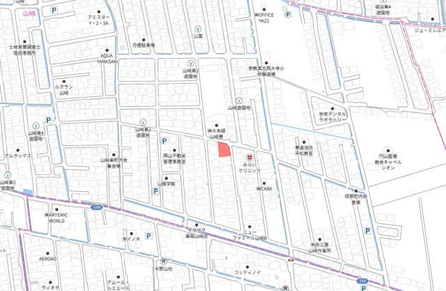 中区山崎　新築戸建ての地図