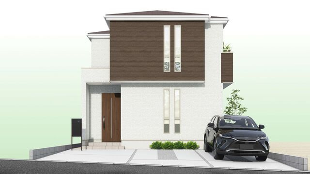 南城市大里稲嶺　2期（全2棟）1号棟の外観パース|1号棟　外観パースです