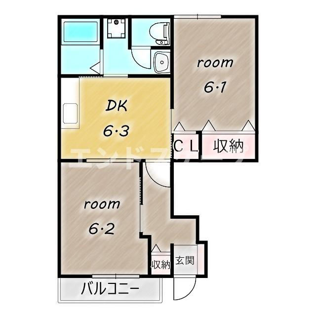 ソレアードＢの間取り|高崎、前橋のお部屋探しはエンドスケープまで！お客様の理想お聞かせ下さい♪