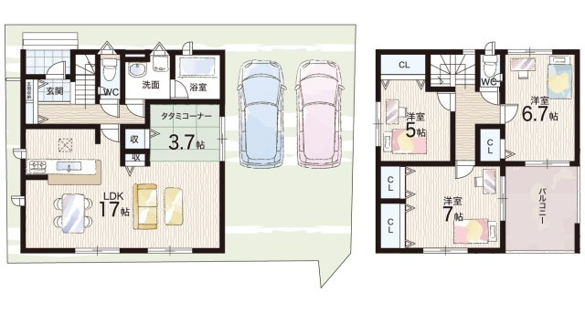 小野市東本町　第3　新築一戸建ての間取り