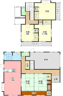 【間取り】 | 宇部市西宇部南1丁目 中古住宅／5LDK・2階建 | シンプルな動線を追求した快適な間取りとなっております。