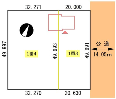 【区画図】 | 白糠町西1条北9丁目1-3.4売家