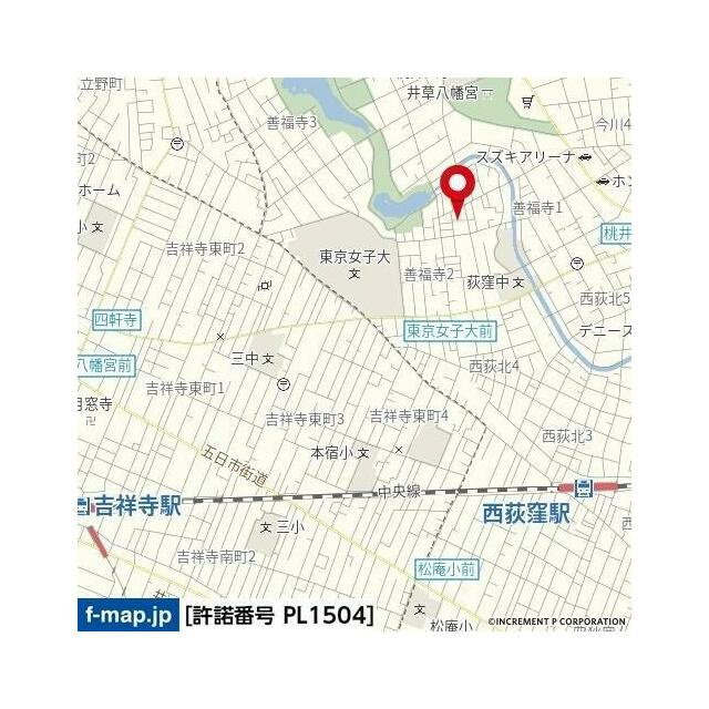杉並区善福寺２丁目のアパートの地図