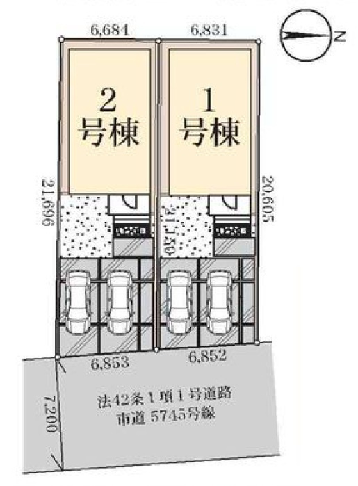 三郷市　東町　新築戸建　全2棟の区画図|区画図です