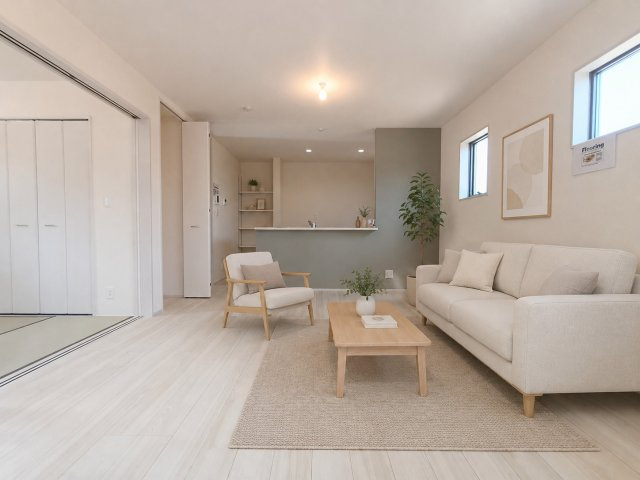 三郷市　東町　新築戸建　全2棟の居間・リビング|施工例です