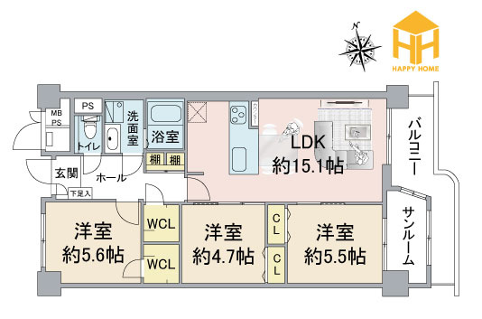 ジークレフ第2武庫川の間取り|※現況と図面が異なる場合現況を優先いたします。