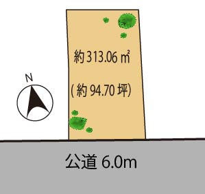 世田谷区代沢　建築条件なし売地の土地図