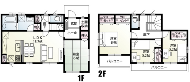 【間取り】 | 加須市三俣１丁目　新築戸建　全8棟　8号棟