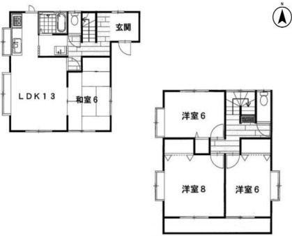 KEM上尾市上野　1期　中古戸建　の間取り|KEM上尾市上野　1期　中古戸建・4LDK・土地面積107.26m2・建物面積96.05m2