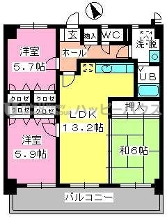 カサグランデ筑紫の間取り|別号数タイプ