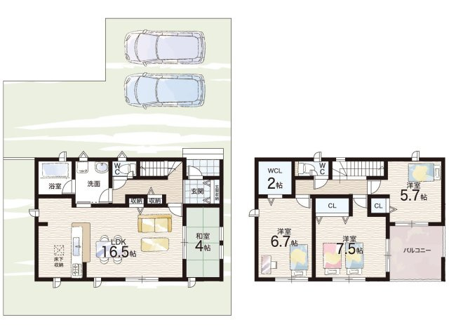 姫路市大塩町　第5　新築一戸建ての間取り|2号棟
