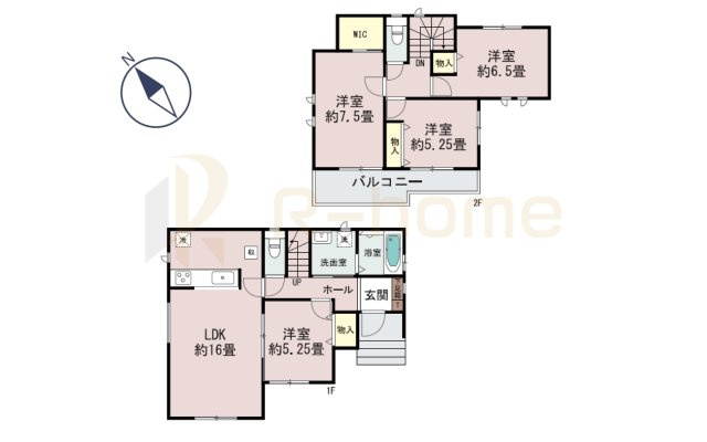 水戸市堀町2241番　新築戸建て　A号棟の間取り|4LDK＋WIC、土地面積151.09m2、建物面積96.05m2