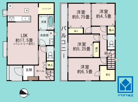 尼崎市西昆陽2丁目の間取り|4LDK、土地面積132.51平米、建物面積96.05平米、木造2階建。2026年6月完成済み。