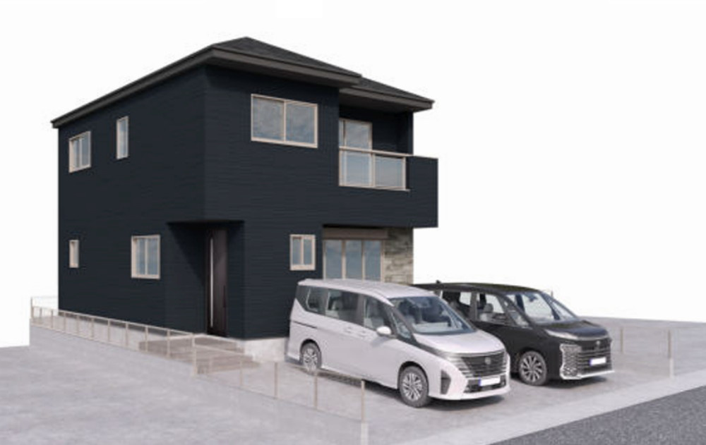 明石市大久保町松陰山手　全4棟2号棟　新築戸建の外観|外観パース。JR「大久保」駅まで徒歩23分！全4区画の新築分譲！5LDK＋お車2台駐車可能です♪