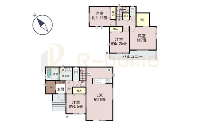 水戸市堀町2241番　新築戸建て　B号棟の間取り|4LDK＋WIC＋SIC、土地面積145.11m2、建物面積96.05m2