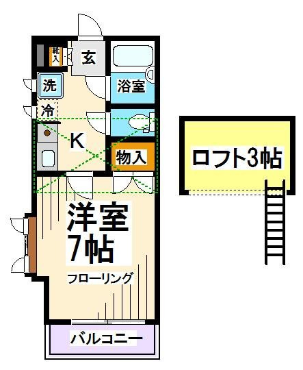 世田谷区赤堤３丁目のアパートの間取り|反転
