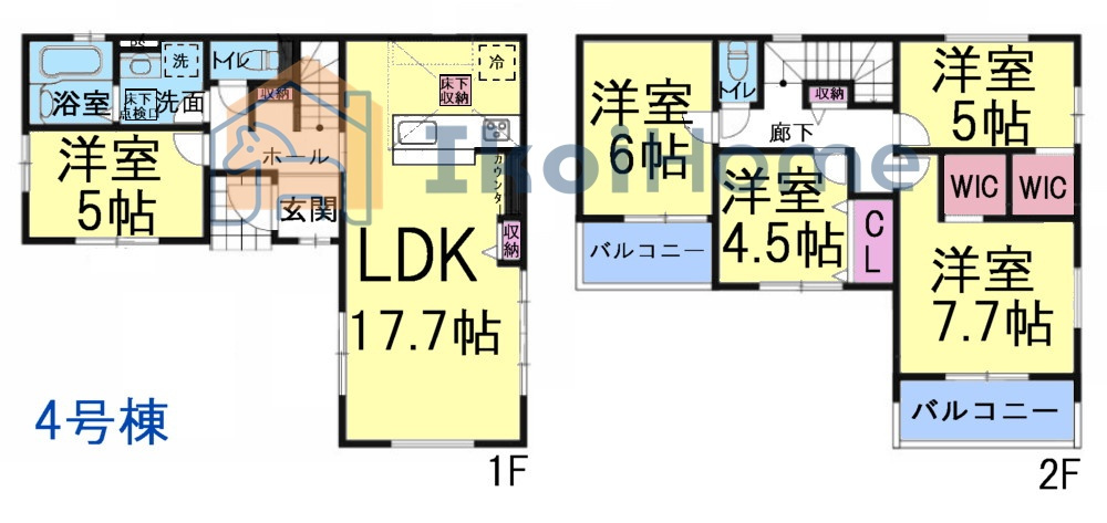 明石市大久保町松陰山手　全4棟4号棟　新築戸建の間取り|●年中無休：当日予約可●5LDK＋2WIC！豊富な部屋数に収納スペースも豊富で便利です！