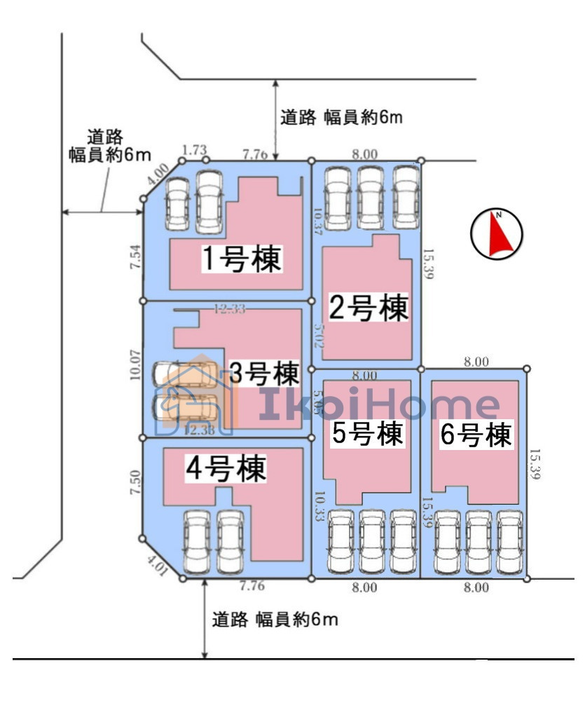 明石市大久保町松陰山手　全6棟4号棟　新築戸建の区画図|●年中無休：当日予約可●全6区画の新築分譲！綺麗な街並みで新生活を♪前面道路約6ｍございます！