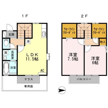ヴィルヌーブ B棟の間取り