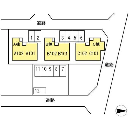 ヴィルヌーブ B棟の区画図