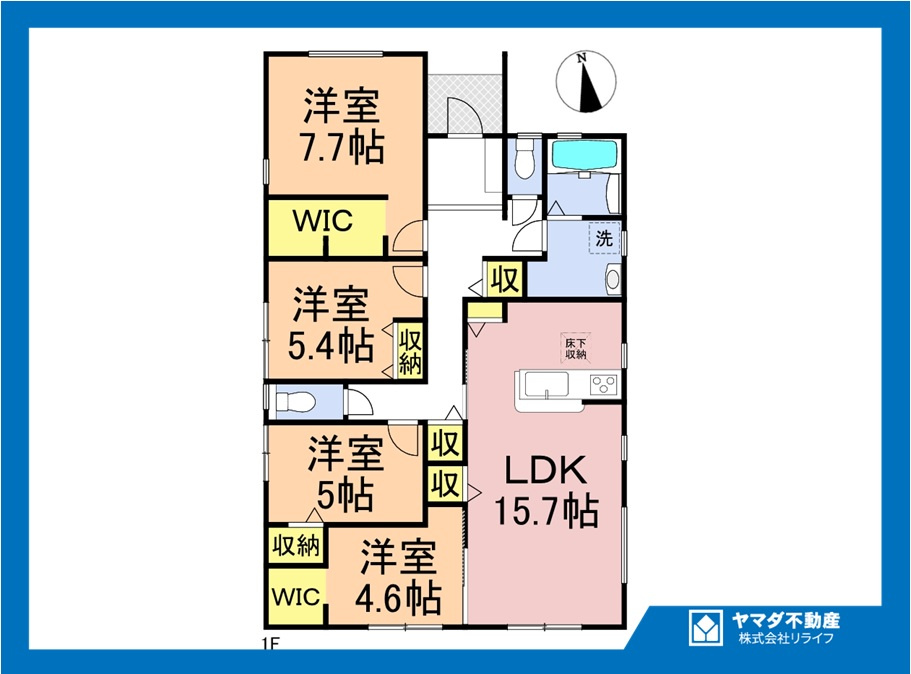 リーブルガーデン　一宮市萩原町西御堂　全3区画分譲の間取り|■2号棟　■ヤマダ不動産　株式会社リライフ　
■夢のマイホーム購入をフルサポートします！