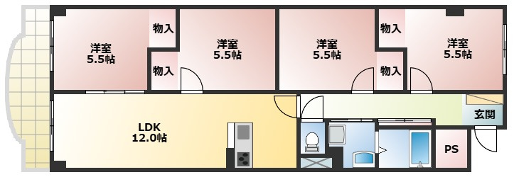 コープ野村高槻E棟の間取り