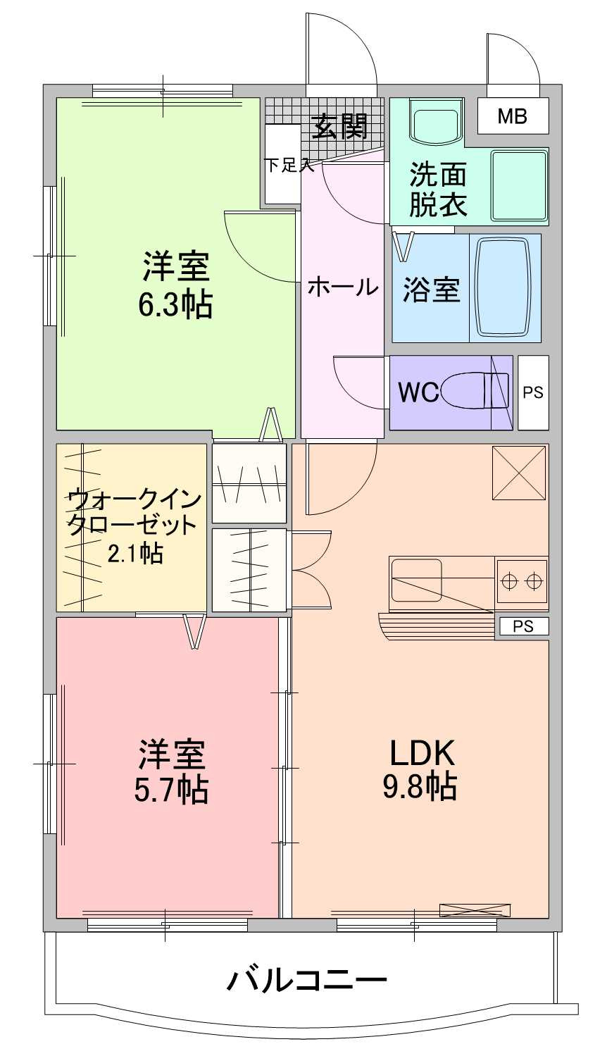 サニーサイドアップ弐番館の間取り