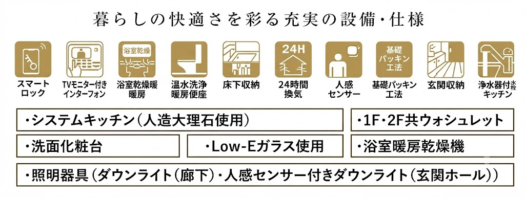 日の出町平井　新築戸建全1棟のその他|暮らしの快適さを高める、充実の設備・仕様。毎日の家事をサポートし、快適で心地よい住空間を叶えます。