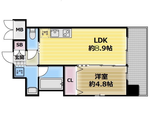 【間取り】 | プレジオ布施ASIAN | キッチン壁付けタイプの1LDKタイプです！