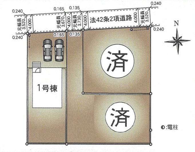 【Cradle Garden】　下妻市二本紀　第２　全3邸の区画図|全棟配置図