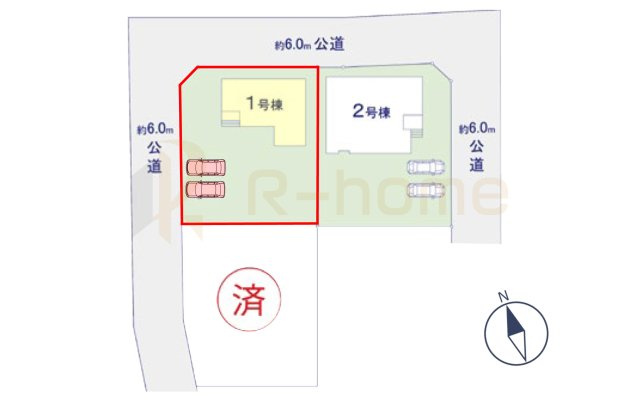 つくば市上横場3期　新築戸建て　1号棟の区画図|大きなお買い物だからこそ、メリット・デメリットを伝えさせて頂きます。
R-homeにお任せください♪