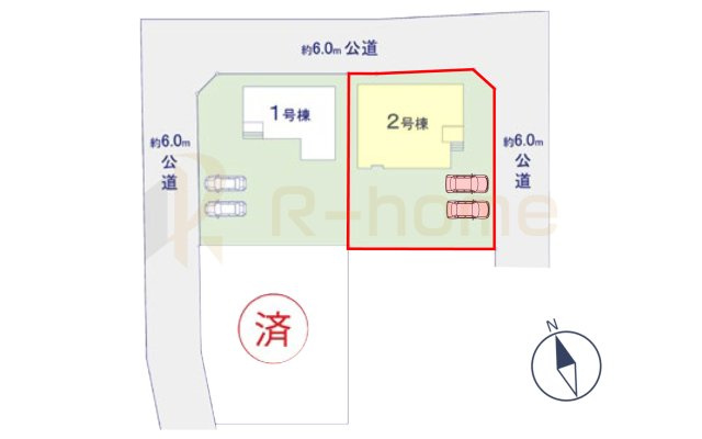 つくば市上横場3期　新築戸建て　2号棟の区画図|大きなお買い物だからこそ、メリット・デメリットを伝えさせて頂きます。
R-homeにお任せください♪