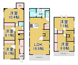 甲子園一番町5丁目貸家の間取り