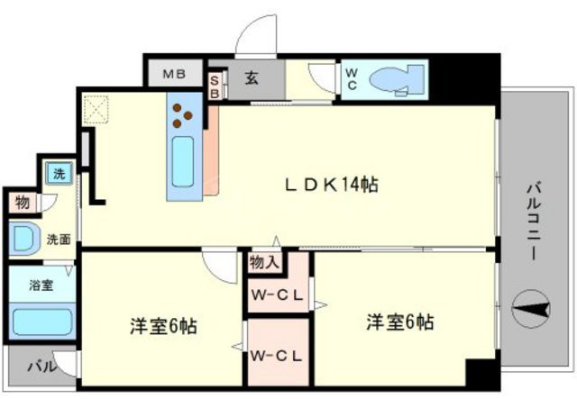 ラルジュルーセントオーデン難波の間取り