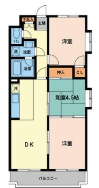 小金井市中町２丁目の賃貸マンションの間取り