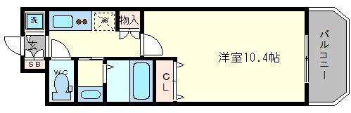 エステムコート難波Ⅱアレグリアの間取り|エステムコート難波Ⅱアレグリア　開放感ある間取