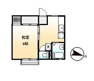 【間取り】 | サンシティラサール | 1K