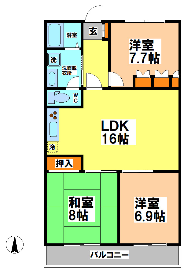 三鷹市上連雀１丁目の賃貸マンションの間取り