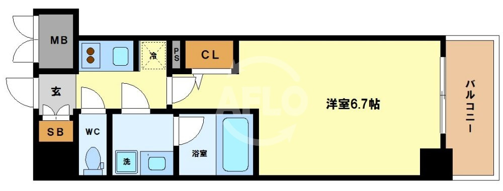 リーガル京町堀IIの間取り|リーガル京町堀II　ひとり暮らしにぴったりなお部屋