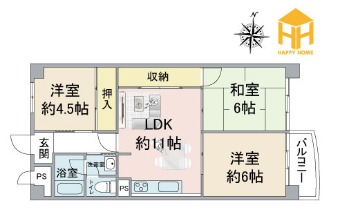 下の森住宅の間取り|※現況と図面が異なる場合現況を優先いたします。