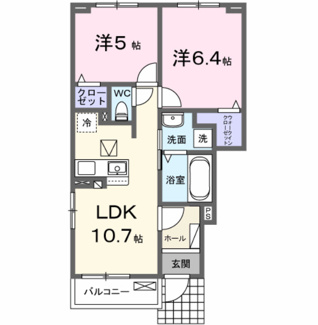 【間取り】 | ニューローズつくばＢ棟 | 間取図