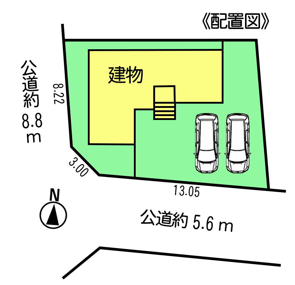 リーブルガーデン知多市日長台第2の区画図|○●区画図●○
南西角地！日当たり良好です♪並列2台分の駐車スペースあり