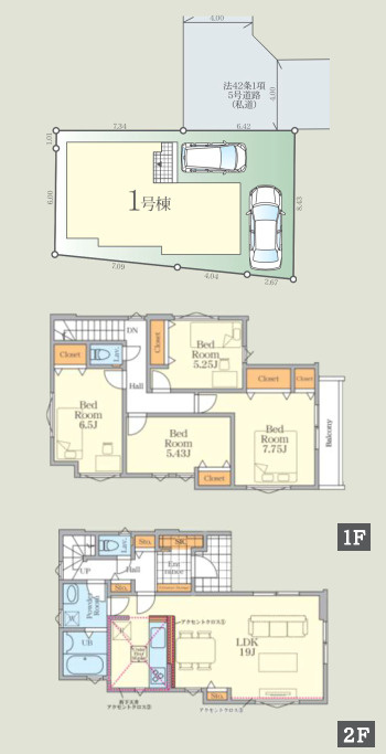 売地／ふじみ野市南台１期の参考プラン|例）4LDK
延床面積105.22㎡
※本図は計画図である旨を予めご了承ください。
