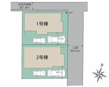 ◎茅ヶ崎市室田3丁目　新築戸建　1号棟の区画図|区画図☆